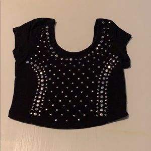 Black bedazzled crop top